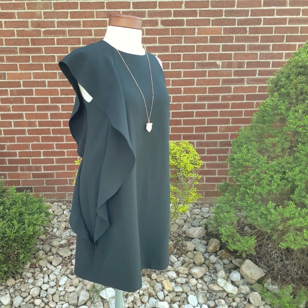 Chelsea 28 Nordstrom Crepe One Shoulder Flutter Ruffle LBD Dress Wedding Holiday - Picture 1 of 7